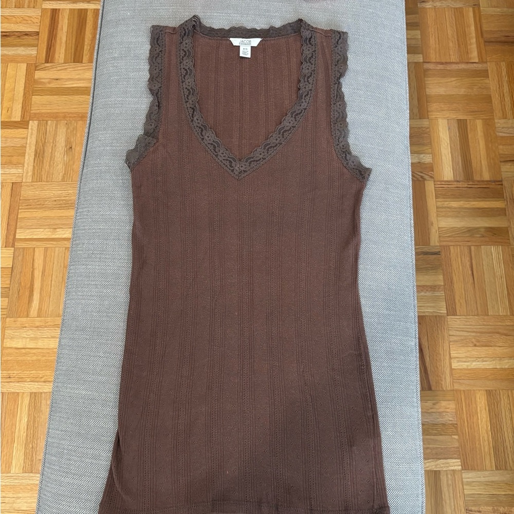 Jacob's Brown Lace Trim Sleeveless Top